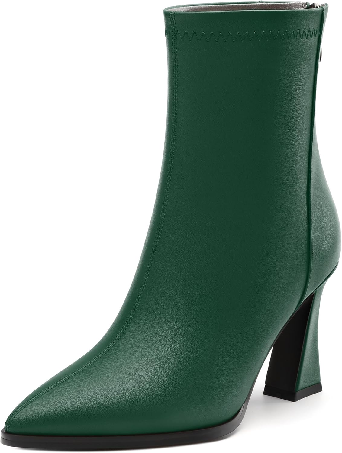 Womens Ankle Boots, Back Side Zipper Pointed Toe Short Boot, Fashion Solid Ankle High Heel Boot for Party, Office, Dating