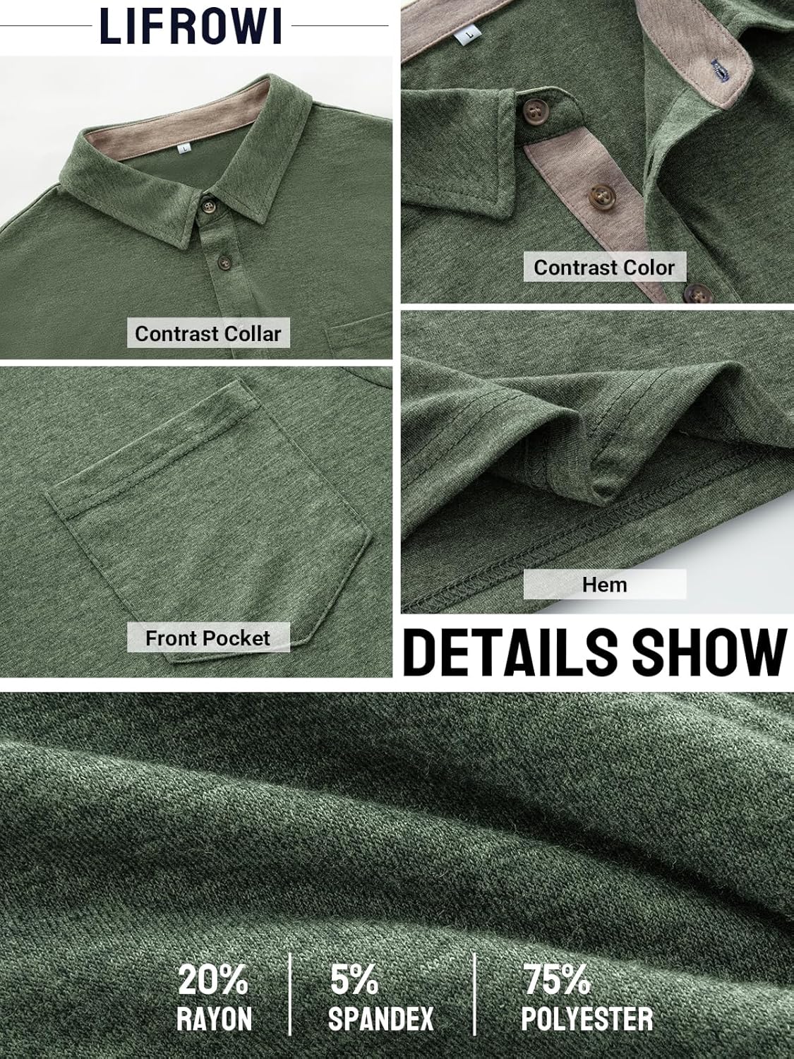 Long Sleeve Polo for Men Classic Button Basic Shirt Casual Slim Fashion Collared Shirt - Image 6