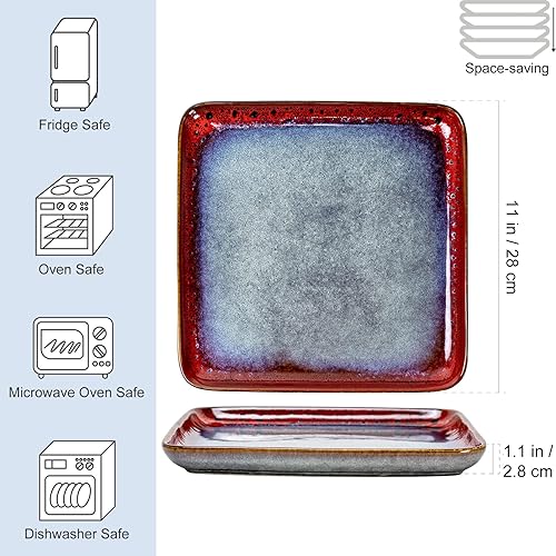 Miniatura 10 de Juego de 4 platos pequeños de cerámica de 6.3 pulgadas, para postre, aperitivo, aperitivos, platos resistentes a los arañazos, de porcelana, aptos