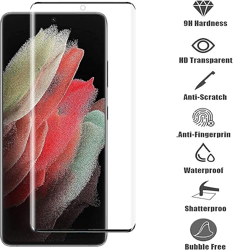 Miniatura 4 de Paquete de 22 Protector de pantalla para Galaxy S21 Ultra 5G compatible con huellas dactilares dureza 9H cobertura completa protector de pantalla de