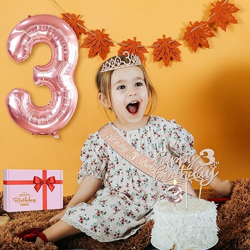 Miniatura 344 de Decoraciones de cumpleaños número 17 para niña, incluyendo tiara y banda de cumpleaños de 17, decoración para pastel y velas, globos de números