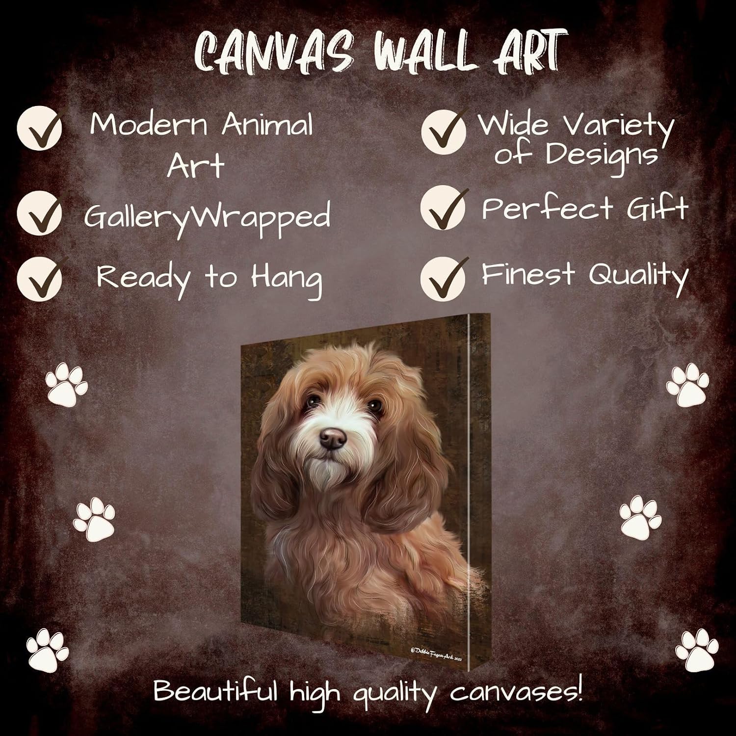 Doggie of the Day Rustic with Cockapoo Dogs Canvas Wall Art - Premium Quality Ready to Hang Room Decor - Flat Rolled 20" x 24"