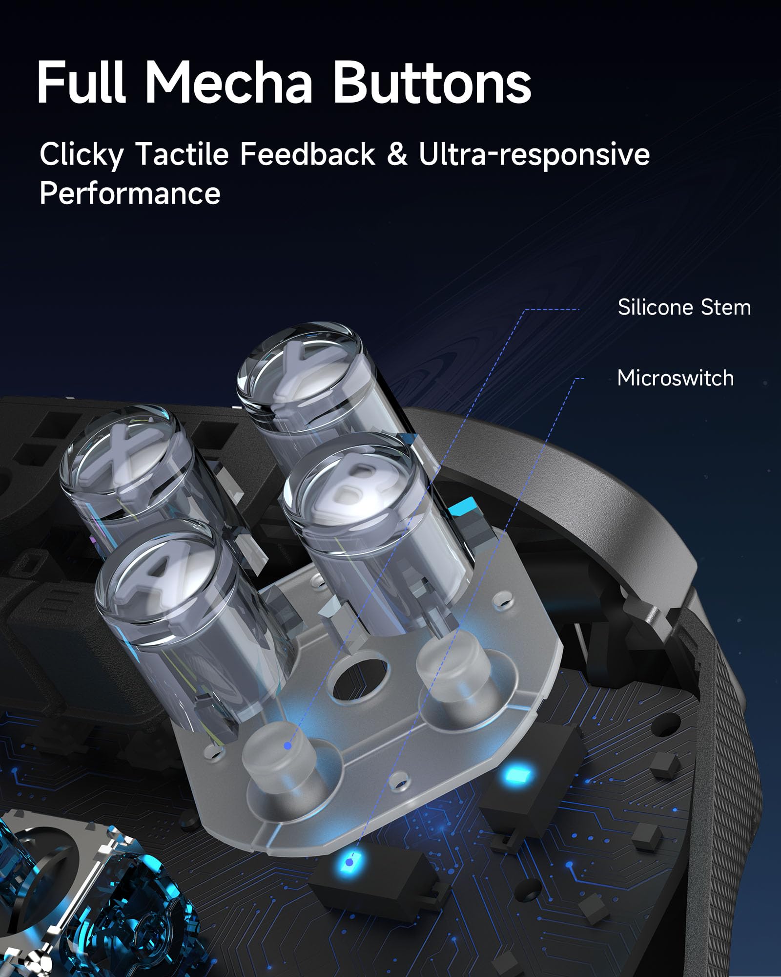 EasySMX D10 Controller PC Wireless – Joystick TMR, Grilletti Dual-Mode, Tasti Meccanici, Polling 1000Hz, RGB – Bluetooth Gaming Controller per PC/Switch/Switch 2/ iOS con Dock di Ricarica–Nero