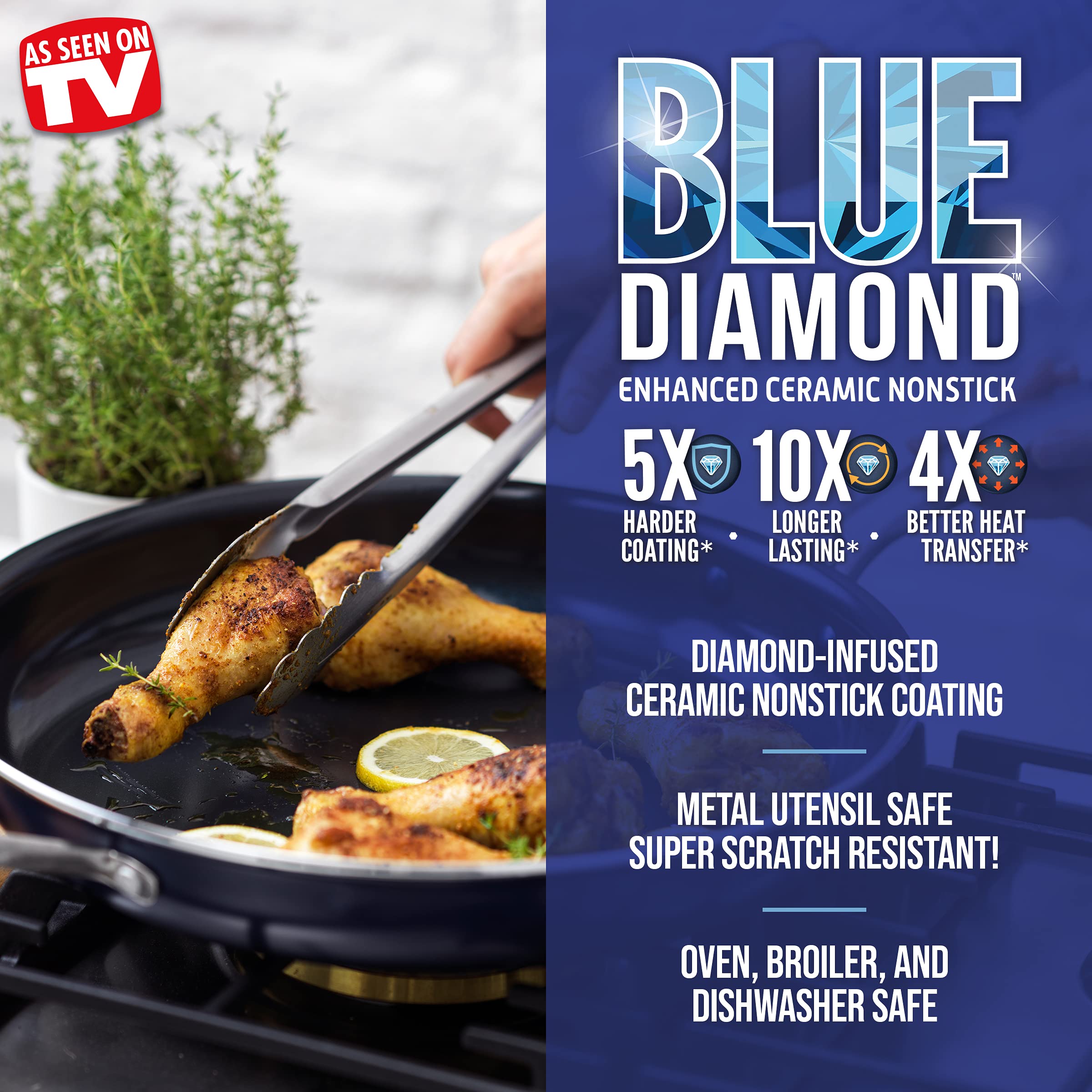 Blue Diamond Cookware Diamond Infused Ceramic Nonstick, 14" Large