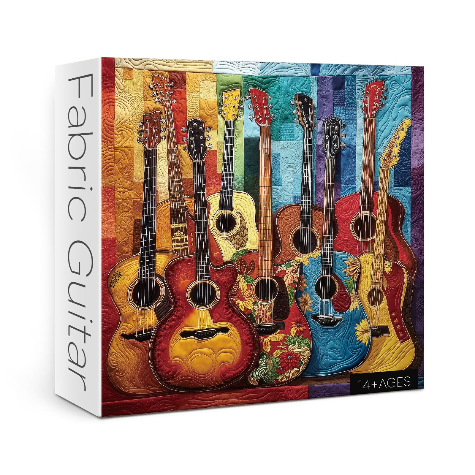 Colorful Guitar Puzzle for Adults 1000 Pieces, Quilt Sewing Art Jigsaw Puzzle, Challenging Flower Puzzle