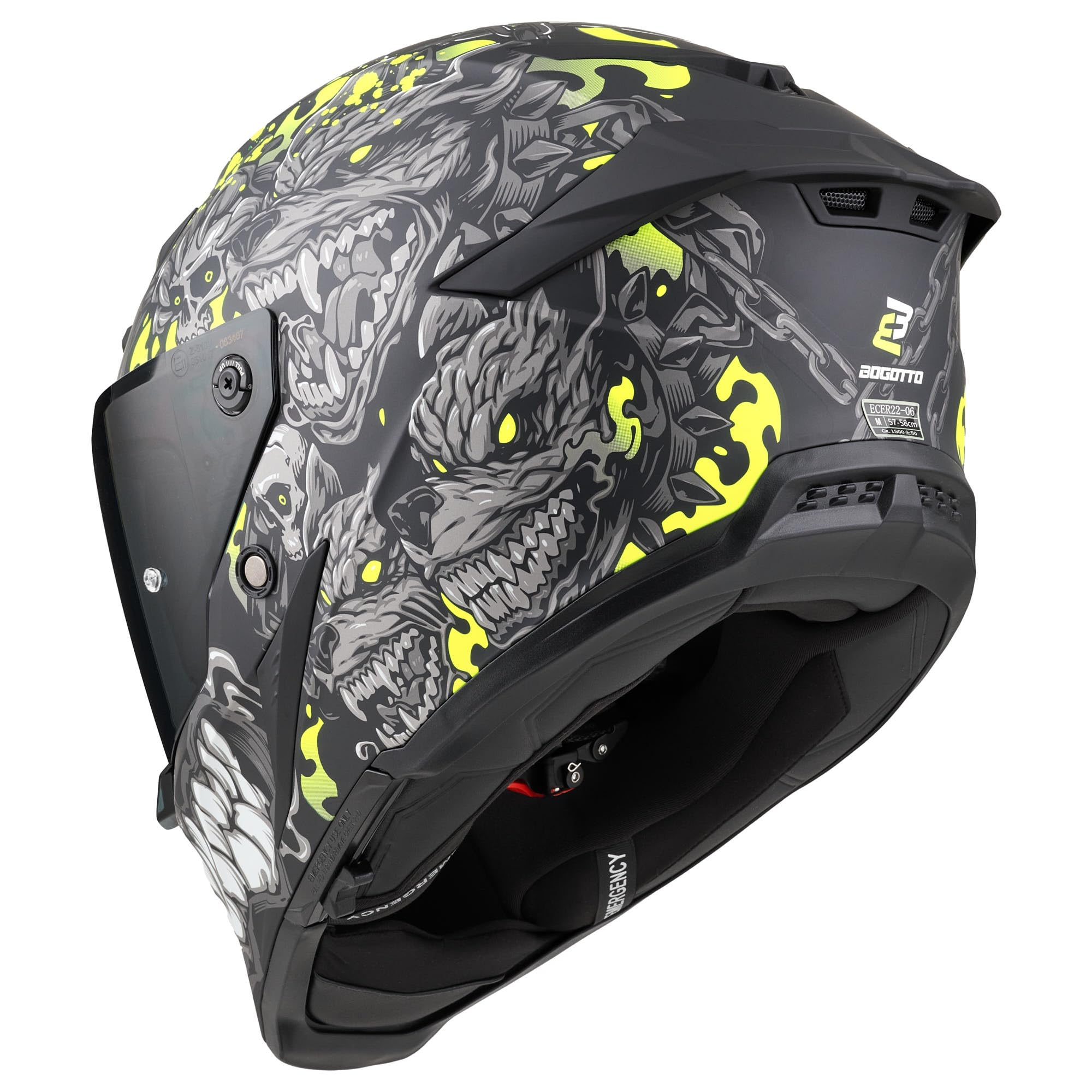 Bogotto Blade Gatekeeper Casque, noir gris jaune, XS
