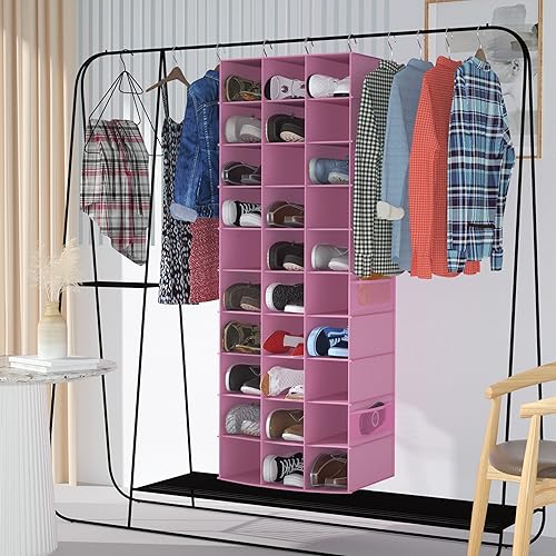 Miniatura 2 de Libeder Organizadores colgantes para armario, estantes de zapatos de 30 secciones, zapatero colgante para almacenamiento de zapatos, soporte para