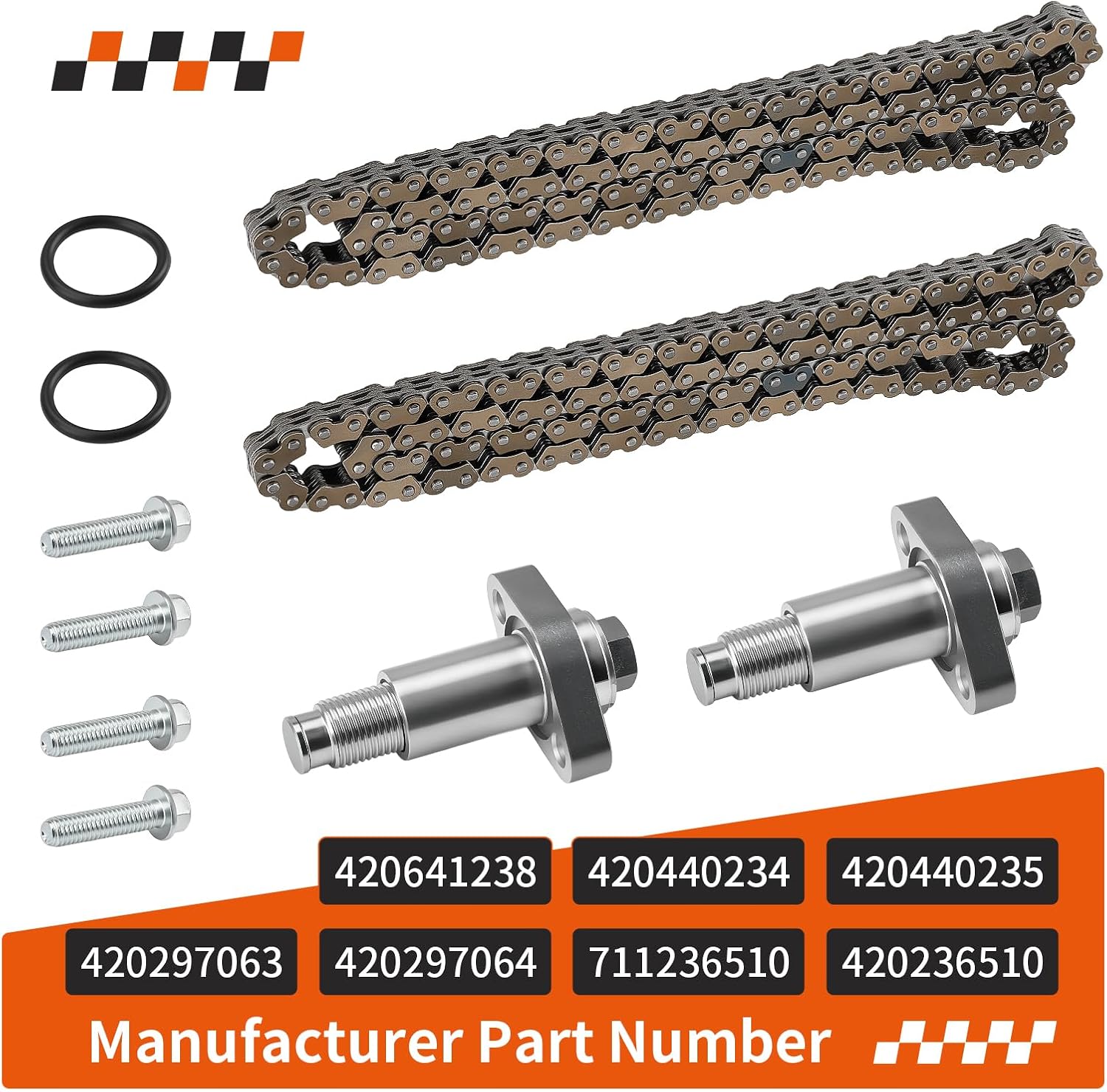 Front Rear Aluminum Timing Tensioner + Cam Chain for Can-Am Outlander Renegade Commander Maverick 330 400 450 500 570 650 800 850 1000 HD5/8/9/10 for Ski-Doo Expedition Skandic Legend Trail V-800 4202