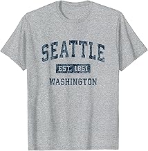 Seattle Washington WA Vintage Sports Design Navy Print T-Shirt