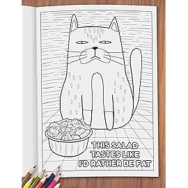 Maad Life With A Fat Pussy - Funny Gift for Cat Lovers, White Elephant Idea - Includes 12 Colored Pencils - Adult Coloring Book