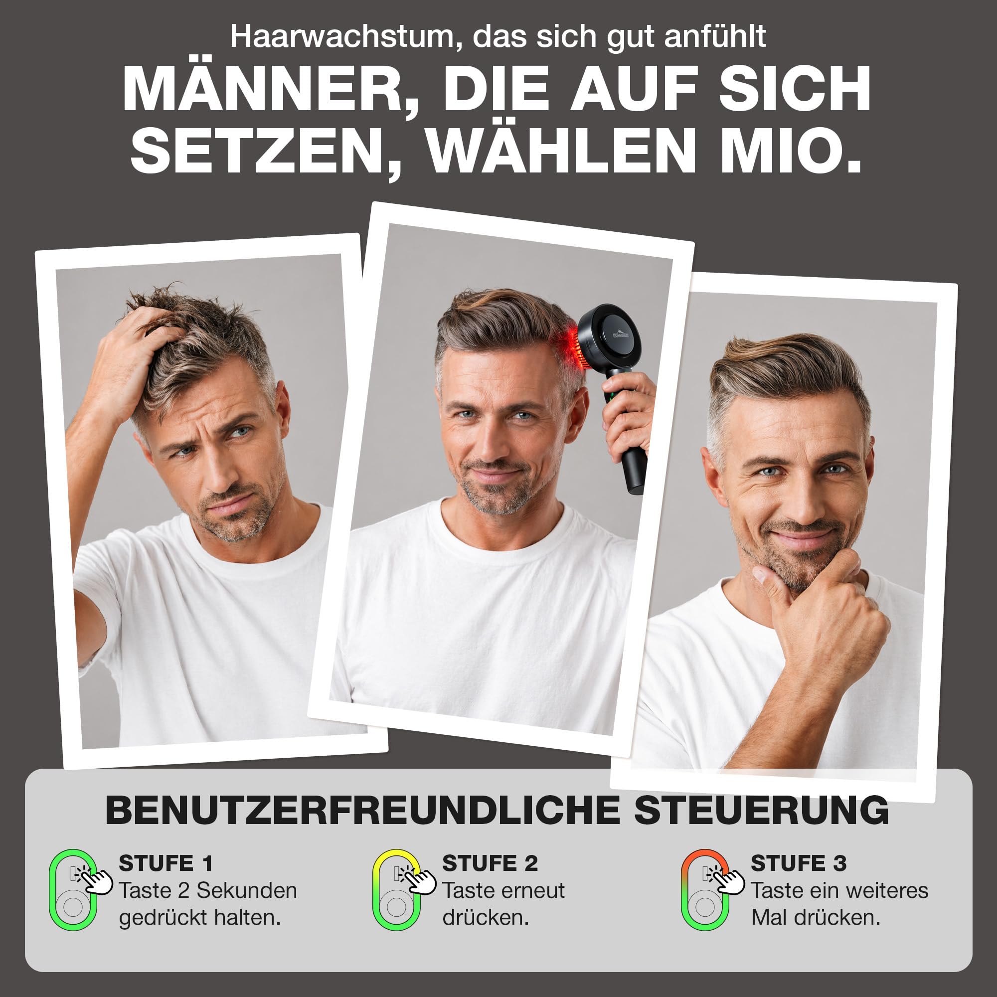 DONNERBERG® MIO Kopfmassagebürste mit Rotlicht gegen Haarausfall, Kabellos