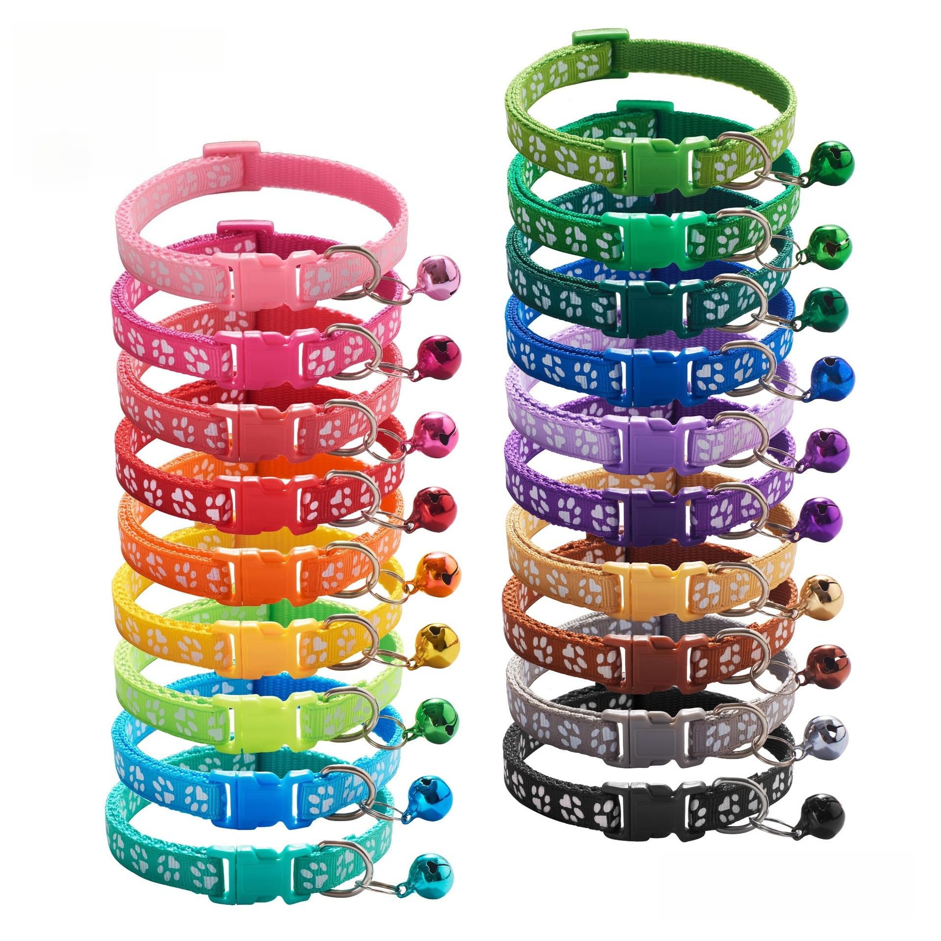 19 collari identificativi per cuccioli con campanello, regolabili da 19 a 32 cm, in morbido nylon, regolabili, per animali domestici appena nati