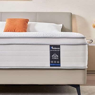 Queen Mattress, 12 Inch Hybrid Mattress in a Box, Memory Foam and Individual Pocket Springs, Soft and Breathable, Soft Feel