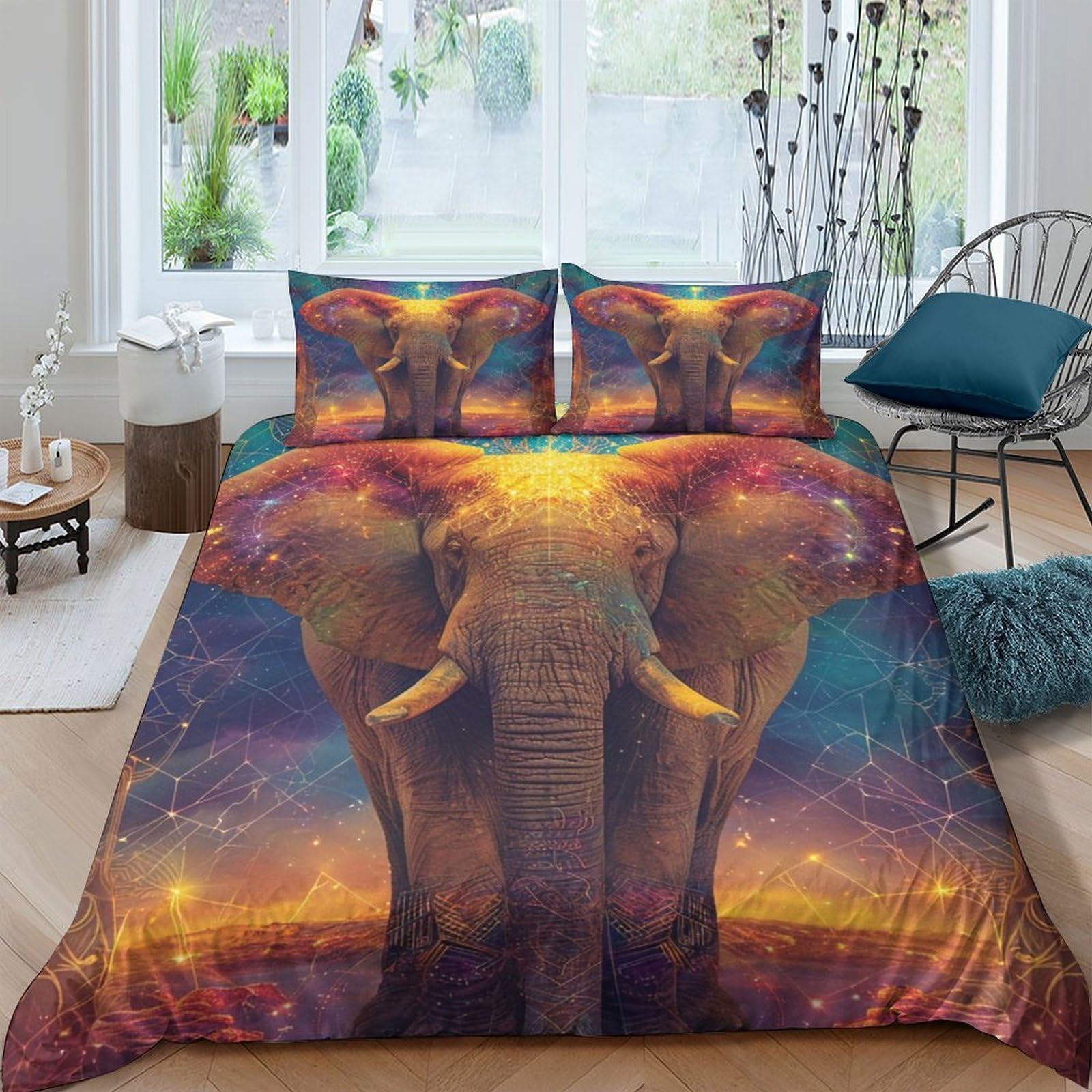 Ctjqhvkz Style-4 3D Printed Sunset Elephant Fitted Sheet Microfiber Soft Bed Cover For Bedroom Dorm Mattress Protection Decor Single（135X200cm）