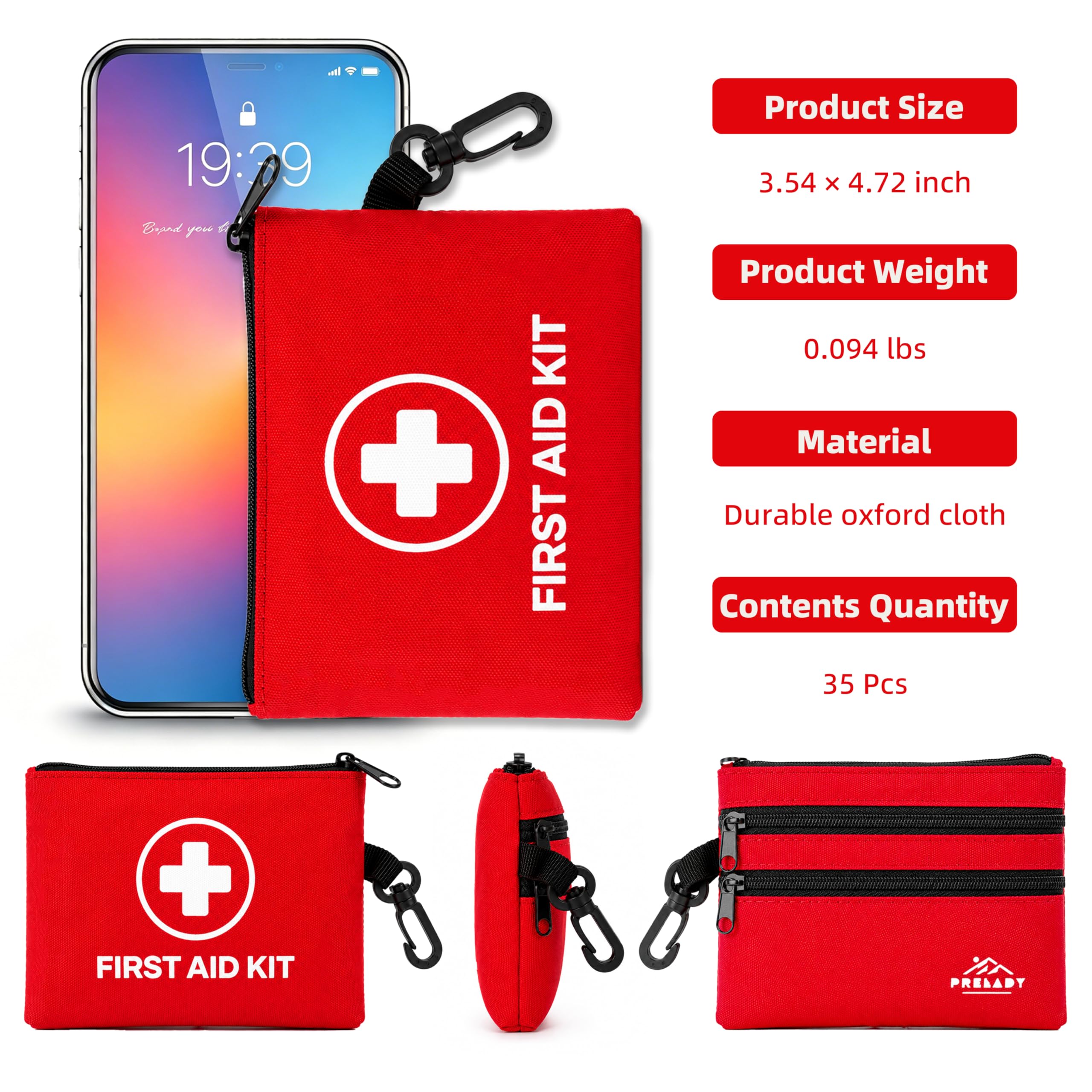 Prelady 35Pcs Travel Size Mini Waterproof First Aid Kit Portable Small First Aid Kits with Cotton Sticks Pads Skin Closing Strips for Car Camping Hiking Home Boat Dorm Business — Amazon image 5