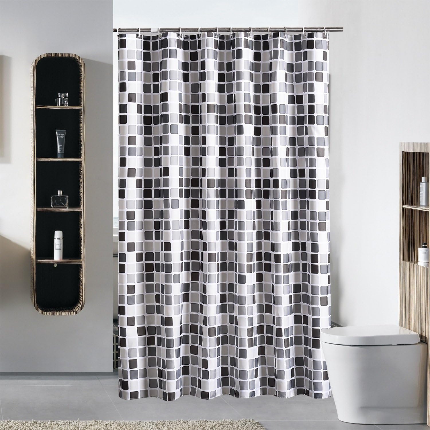 Shower Curtain Liner –Shower Curtain with 12 Hooks Mosaic Printed Bathroom Curtains Polyester Cloth Bath Curtain for Bathroom Decoration (Size : 180 * 200CM) (OneColor 180 * 180cm)