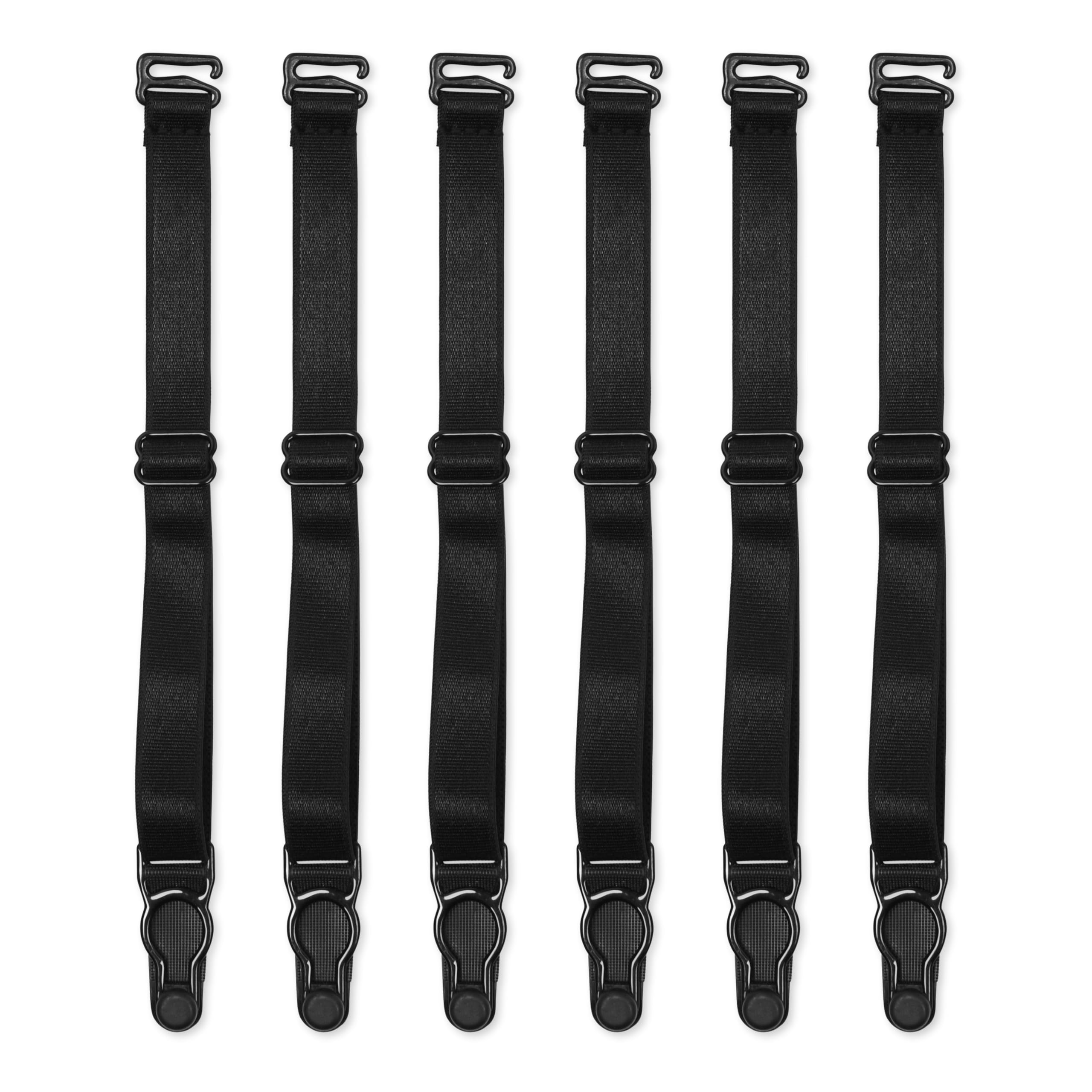 Satini Adjustable Plastic Clip Suspender Belt Lingerie Straps (Black, 6 straps)