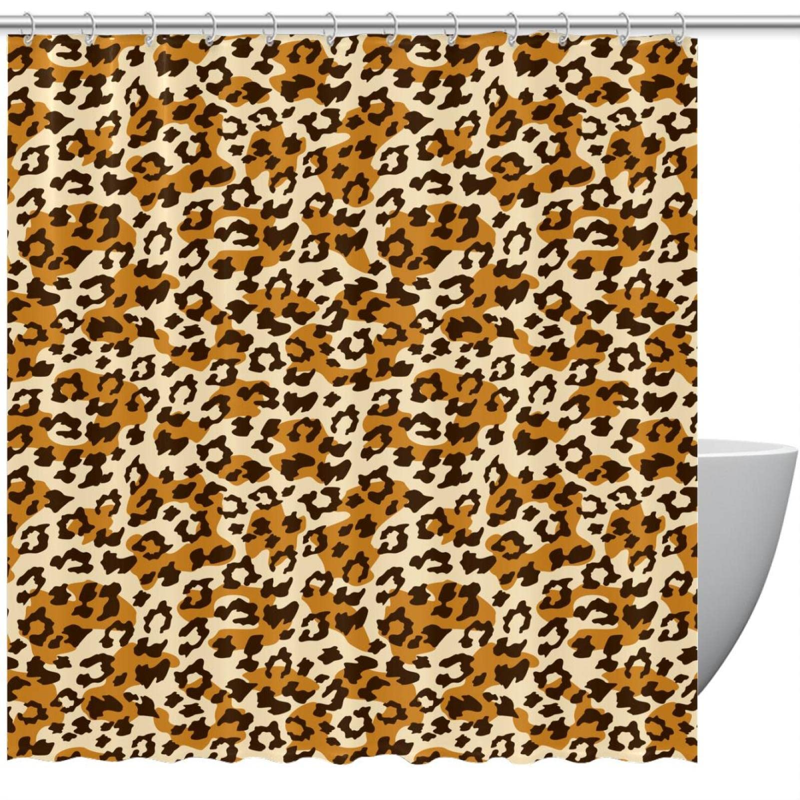 Rideau de douche motif léopard pour salle de bain moderne rideaux 168x183 cm