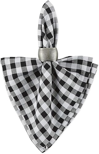 Miniatura 2 de DII Colección de mesa a cuadros de guingán, negro, juego de servilletas