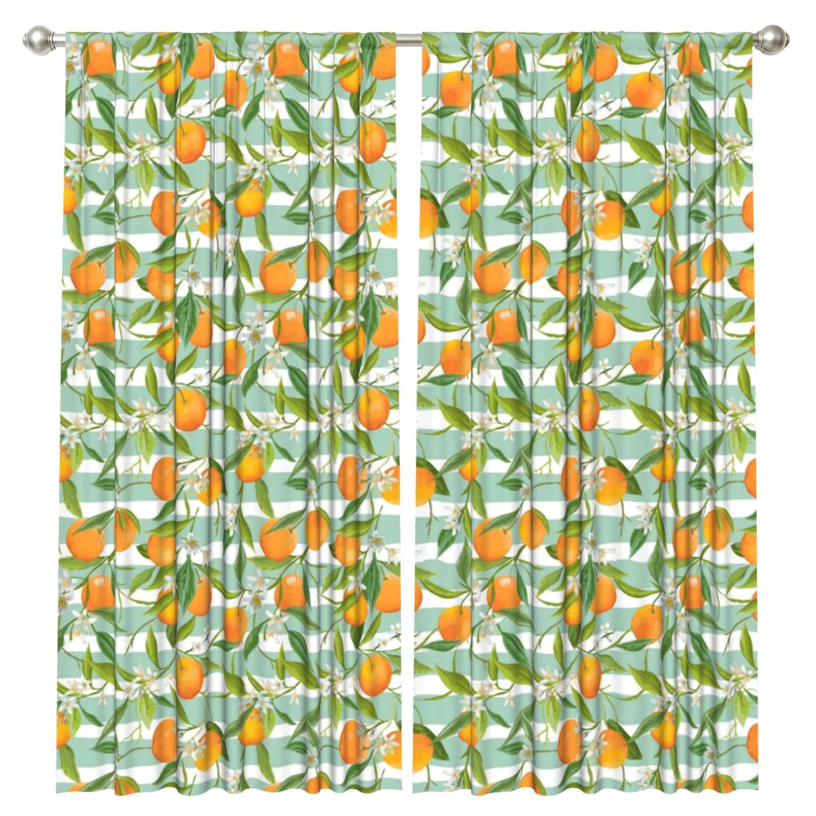 InOmak Oranges Citrus Pattern, 2 Panels Window Curtains 52 x 84 Inch Blackout Curtains for Living Room Bedroom