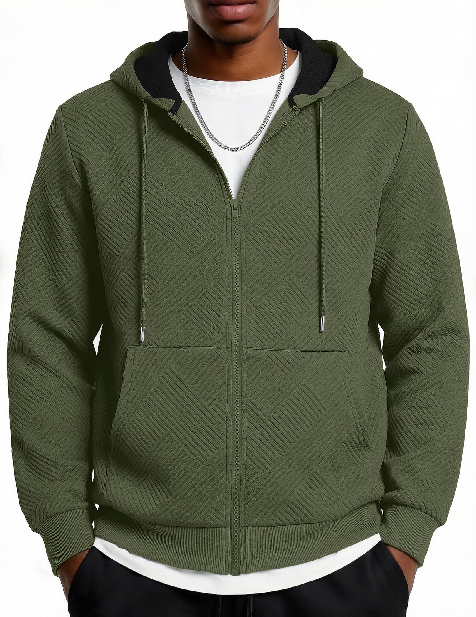 Men's Hoodies Casual Drawstring Sweatshirt Zip Up with Pockets