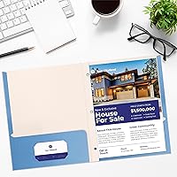 Vista 5 de Better Office Products Light Blue Paper 2 Pocket Folders with Prongs, 50 Pack, Matte Texture, Letter Size Paper Folders, 50 Pack, with 3 Metal Prong