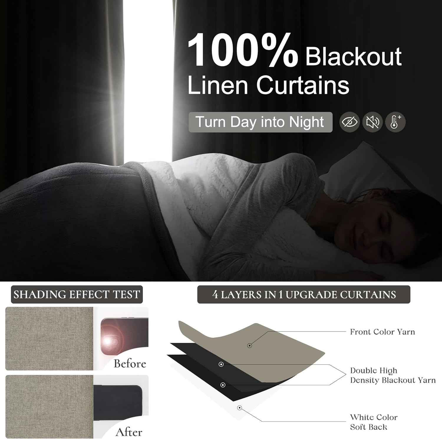 Grey Green Blackout Linen Curtains 108 Inches Long for Living Room Bedroom, Pinch Pleated Boho Light Drapes Viral Window Curtain with Pinch Pleat Clips Thermal Insulated for Winter(40"Wx108"Lx2Panels)