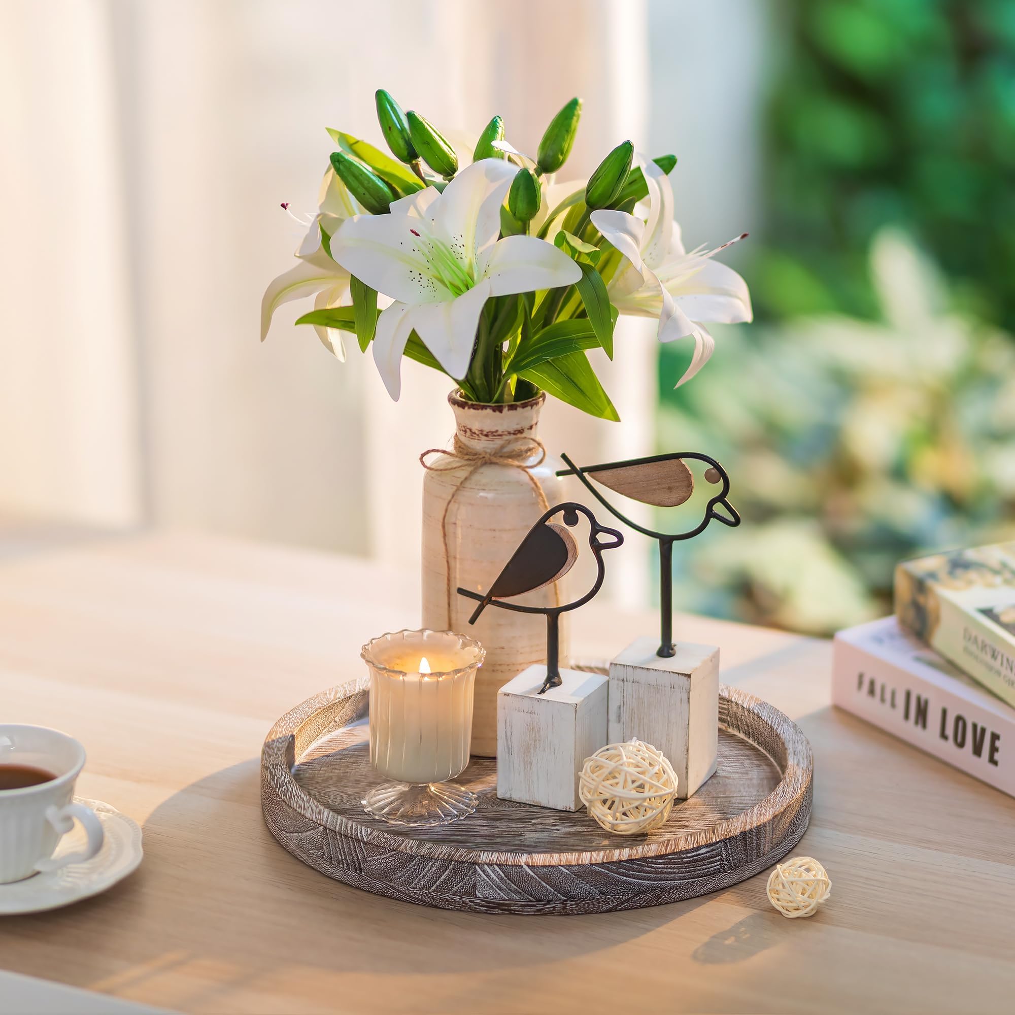 Decoratieve houten schaal met pootjes houten schaal Paulownia 36cm