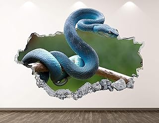 Blue Snake Decal Art Decor 3D Rattlesnake Sticker Mural Nursery Boys Gift BL34 (42