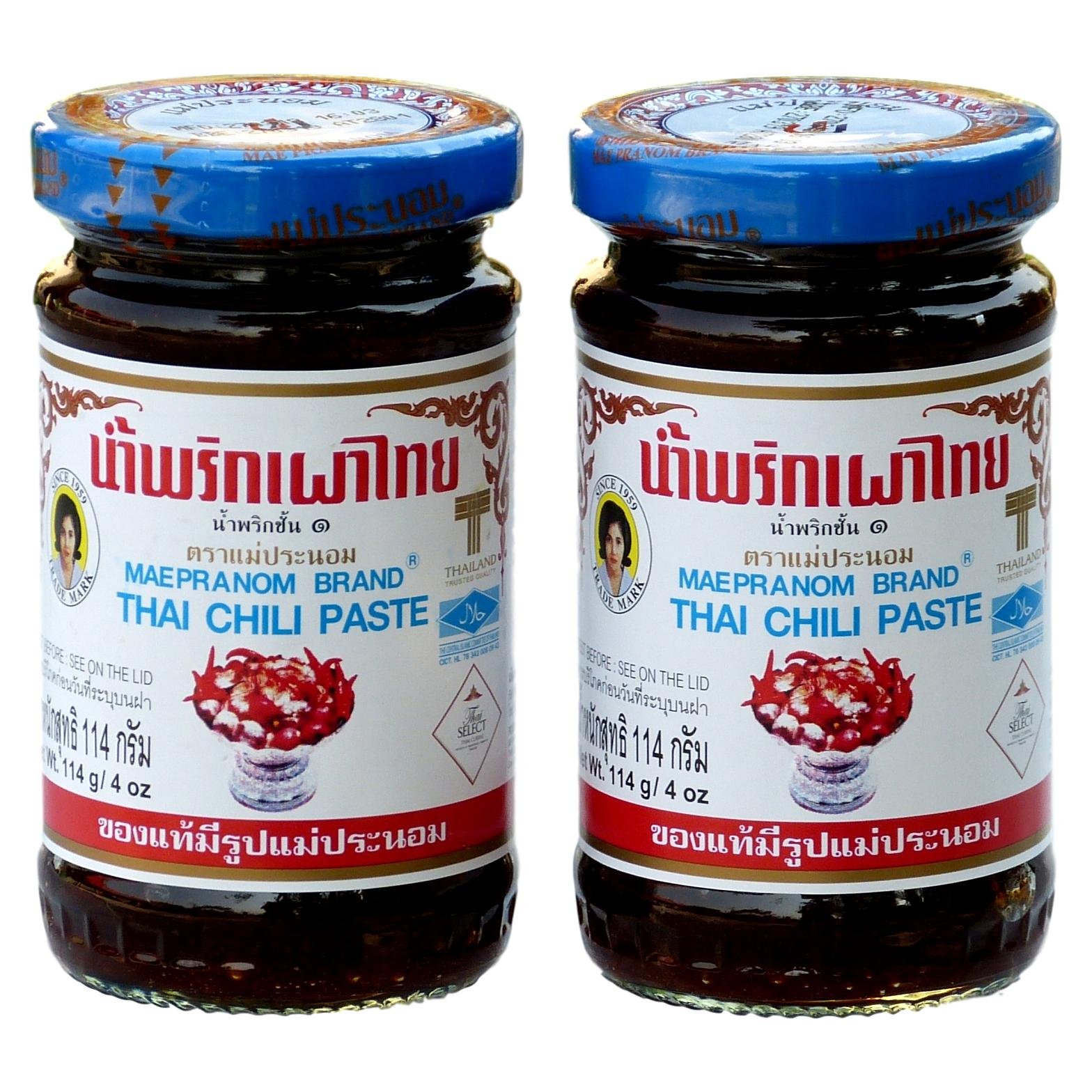 Mae Pranom Thai Chili Paste Nam Prik Pao 4 Ounce (Pack of 2)