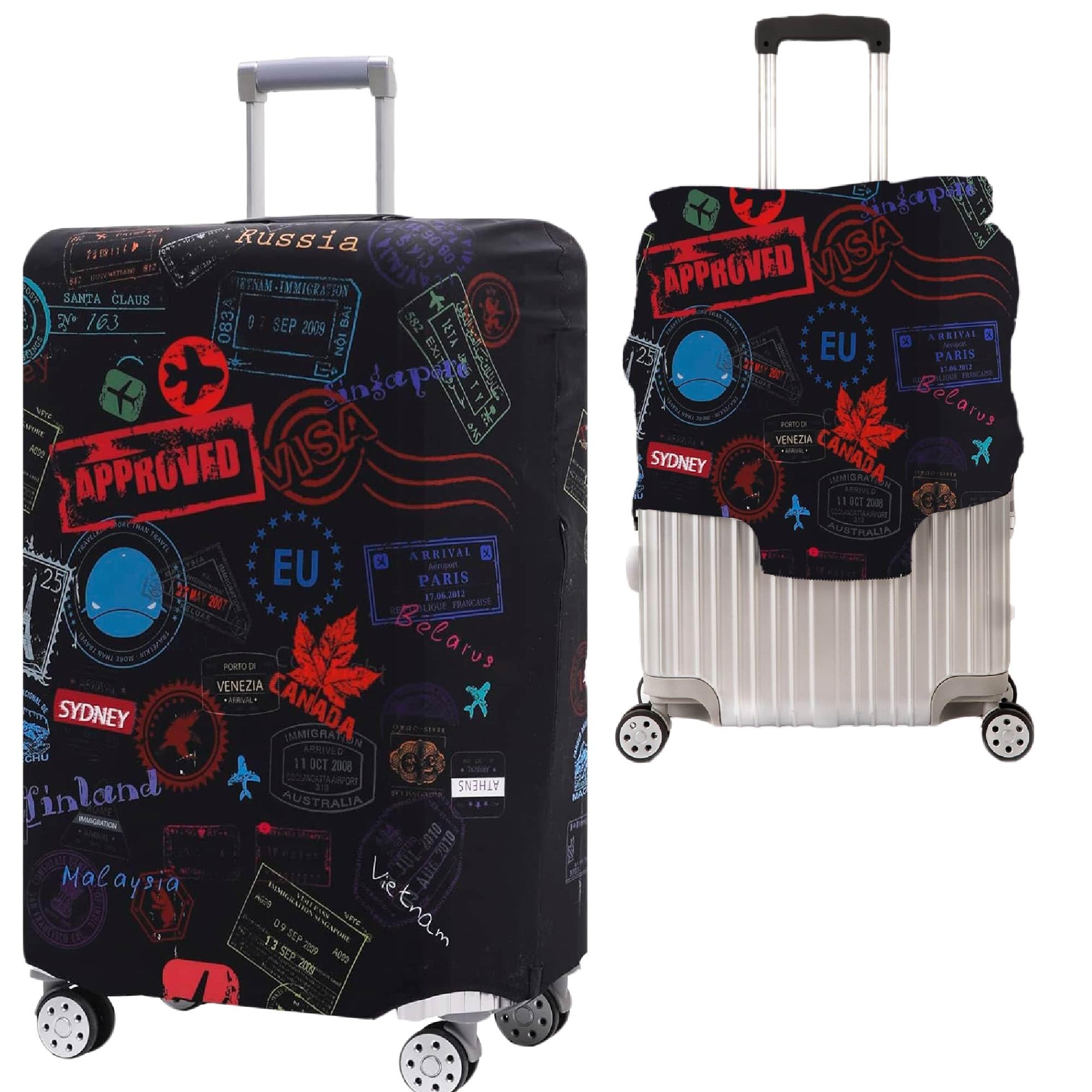 Polyester Luggage Cover Trolley Travel Covers Washable Dust Proof Anti-Scratch Suitcase Protector (X-Large), Black