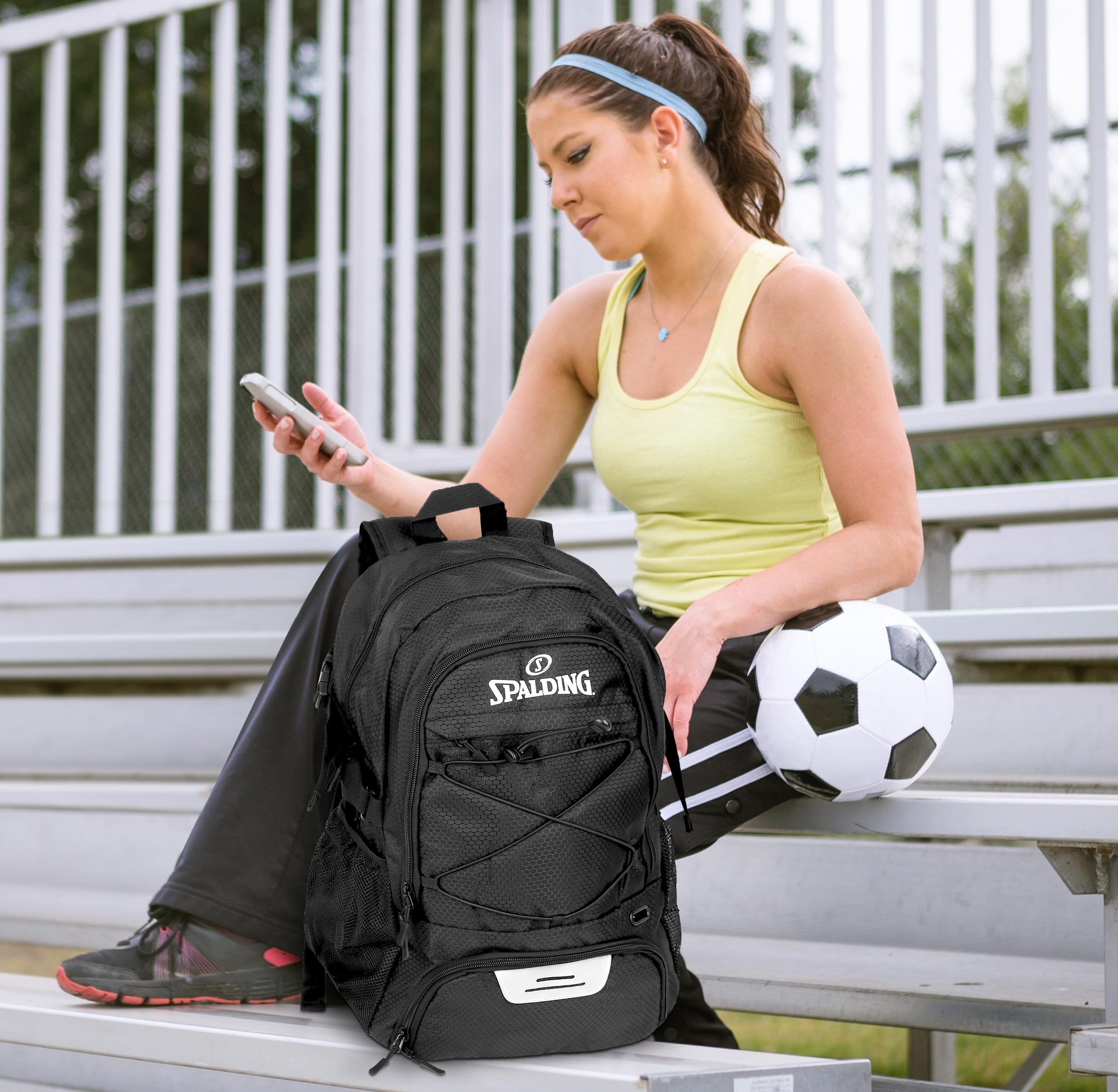 Spalding Fußball-Rucksack, Sporttasche, Fußballtasche mit Ball- und Schuhfach, Verwendung für Tracktaschen, Basketball, Sportball