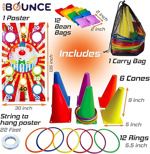 Miniatura 2 de Nuevos juegos de lanzamiento de anillos de rebote para niños juegos de carnaval al al aire libre 4 en 1 juego de anillos de lanzamiento incluye