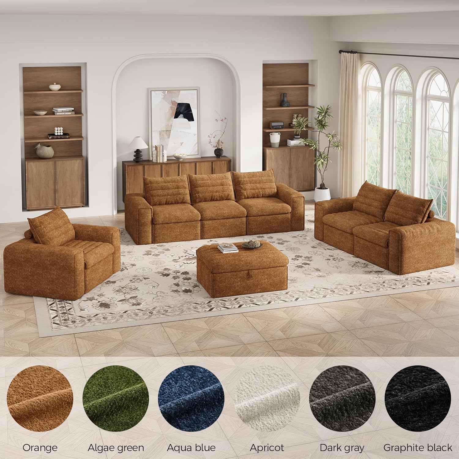 77" Cloud Loveseat Sofa, Deep Seat Couch with Pillows, Modern Comfortable Upholstery Boneless Sofa, 1 piece for Living Room, Bedroom, Apartment, Removable Cover，No Assembly Required, Orange