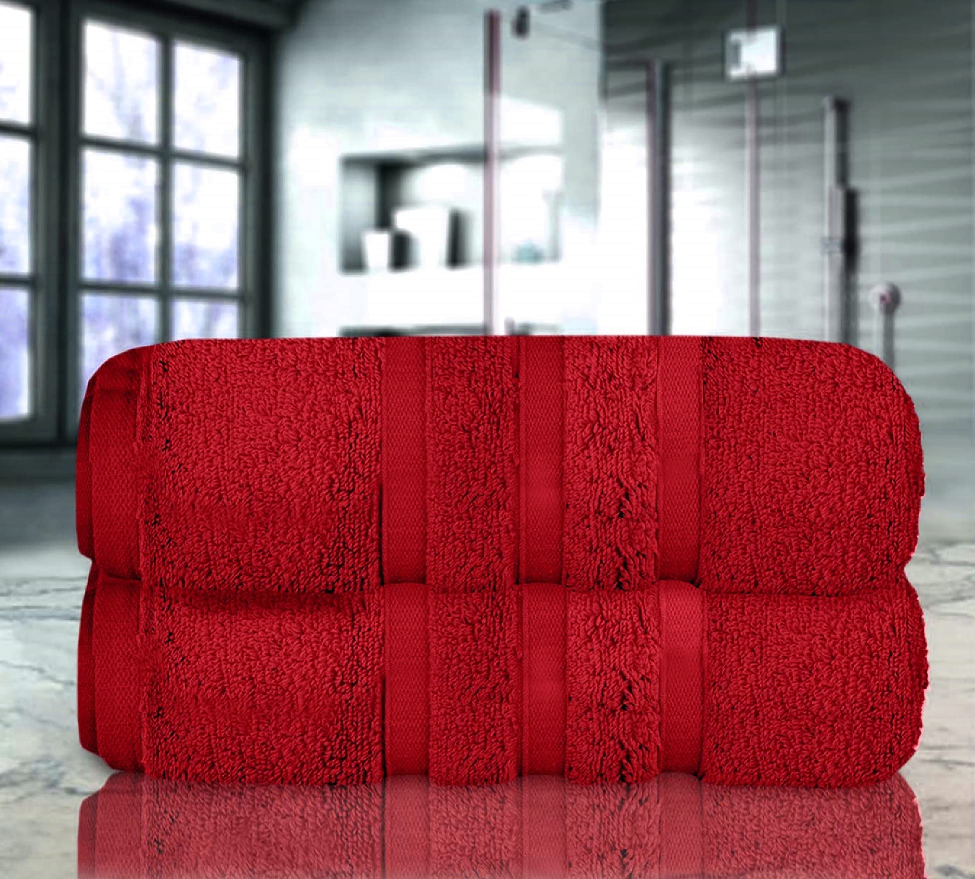 Set di 2 teli da bagno 100% cotone egiziano pettinato, 100 x 200 cm, colore: Nero