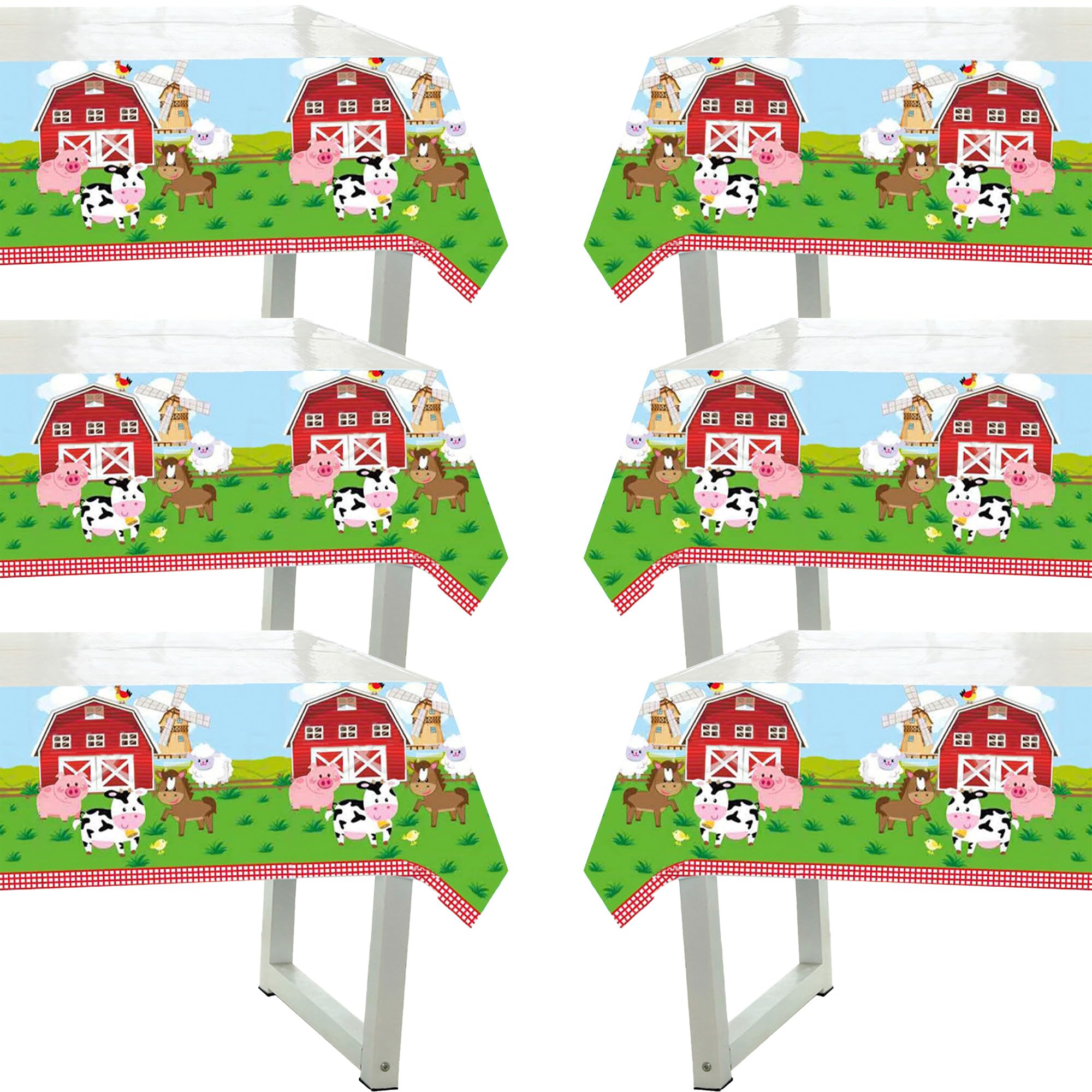 SGBETTER 6 Pack Barnyard Table Cloth Farm Party Tablecloth Farm Animal Table Cover for Farm Themed Birthday Party Favors, 71 × 43 in