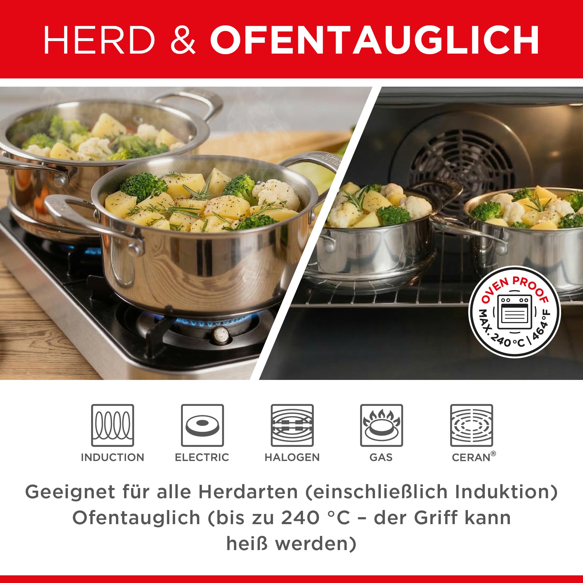 Kuhn Rikon Allround Dampfgarer Edelstahl 18 cm - Stapelbarer Dampftopf