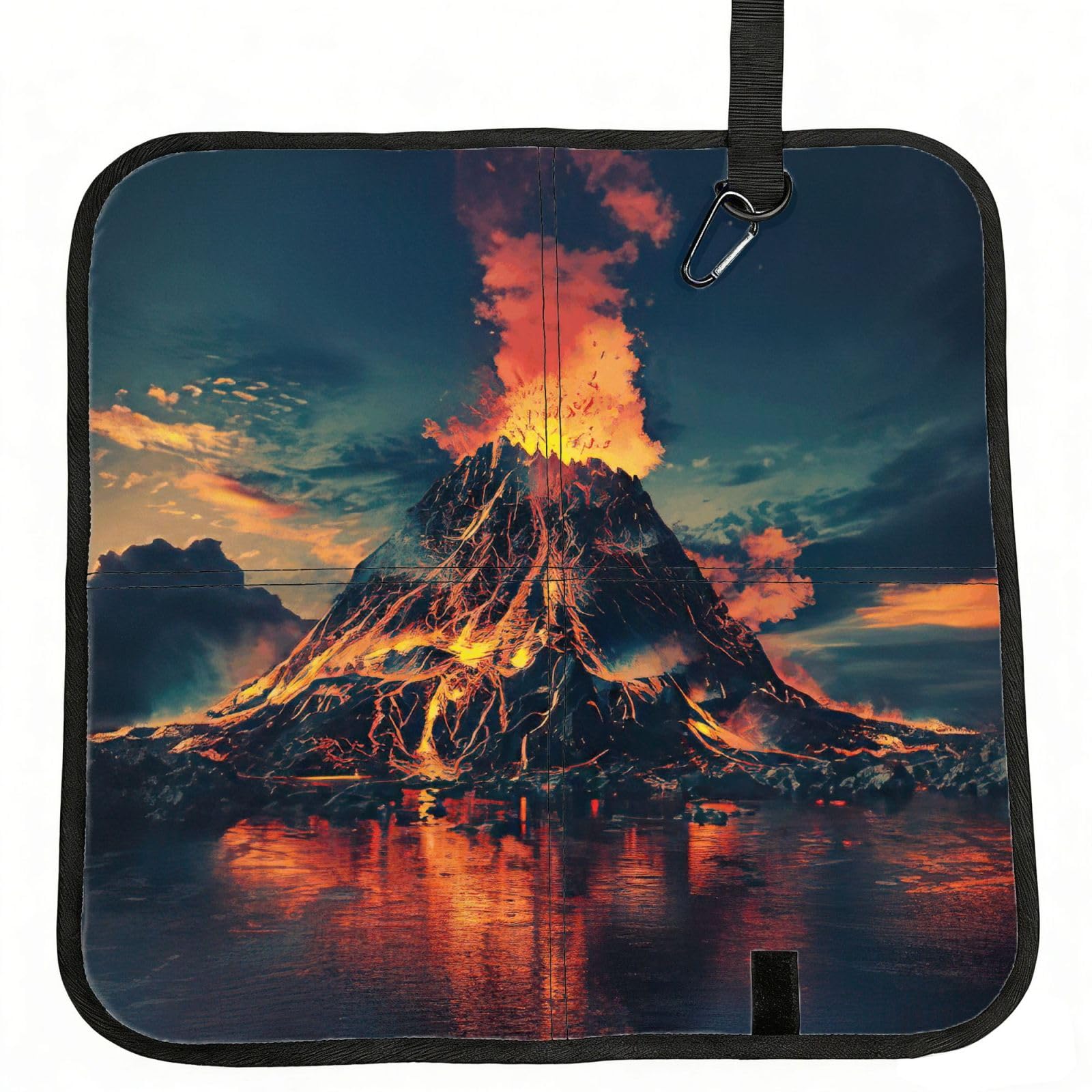 UVBDF Volcano Print Outdoor Sitting Cushion Folding Seat Pad Compact Portable Picnic Bench Cushion Mat