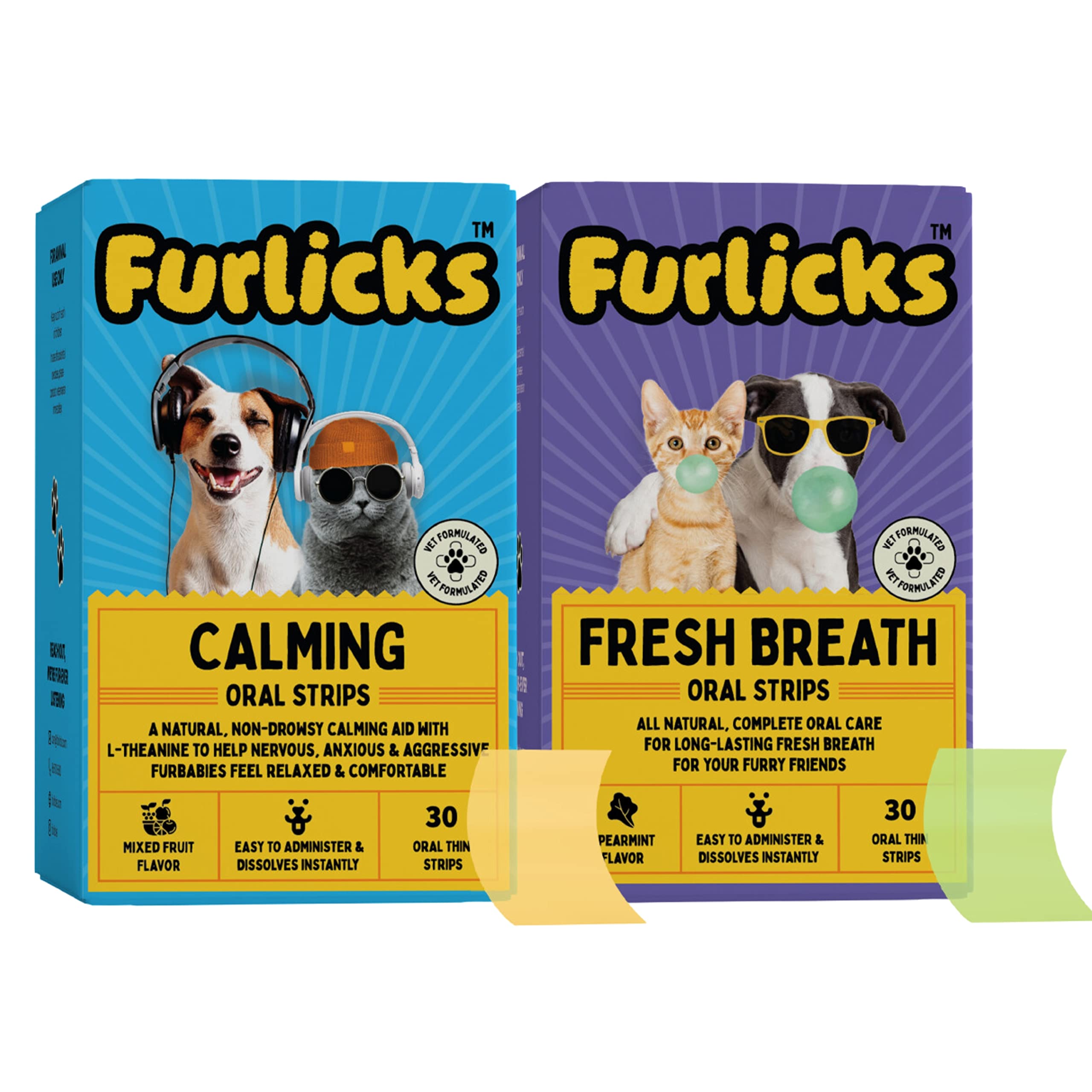 Furlicks Fresh Breath & Calming Aid Oral Strips for Dogs & Cats | Paw-Some Snuggles Combo | (60 Oral Dissolving Strips) (B0C4PYPCHG) Amazon Price History, Amazon Price Tracker