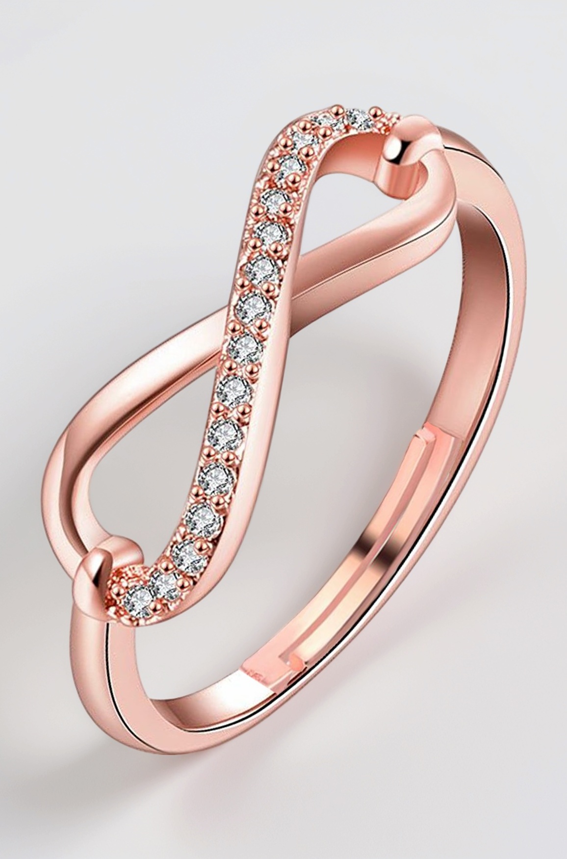 Rose Gold Plated Illuminating Adjustable Infinity Love Finger Ring For Girls And Women FR1000922