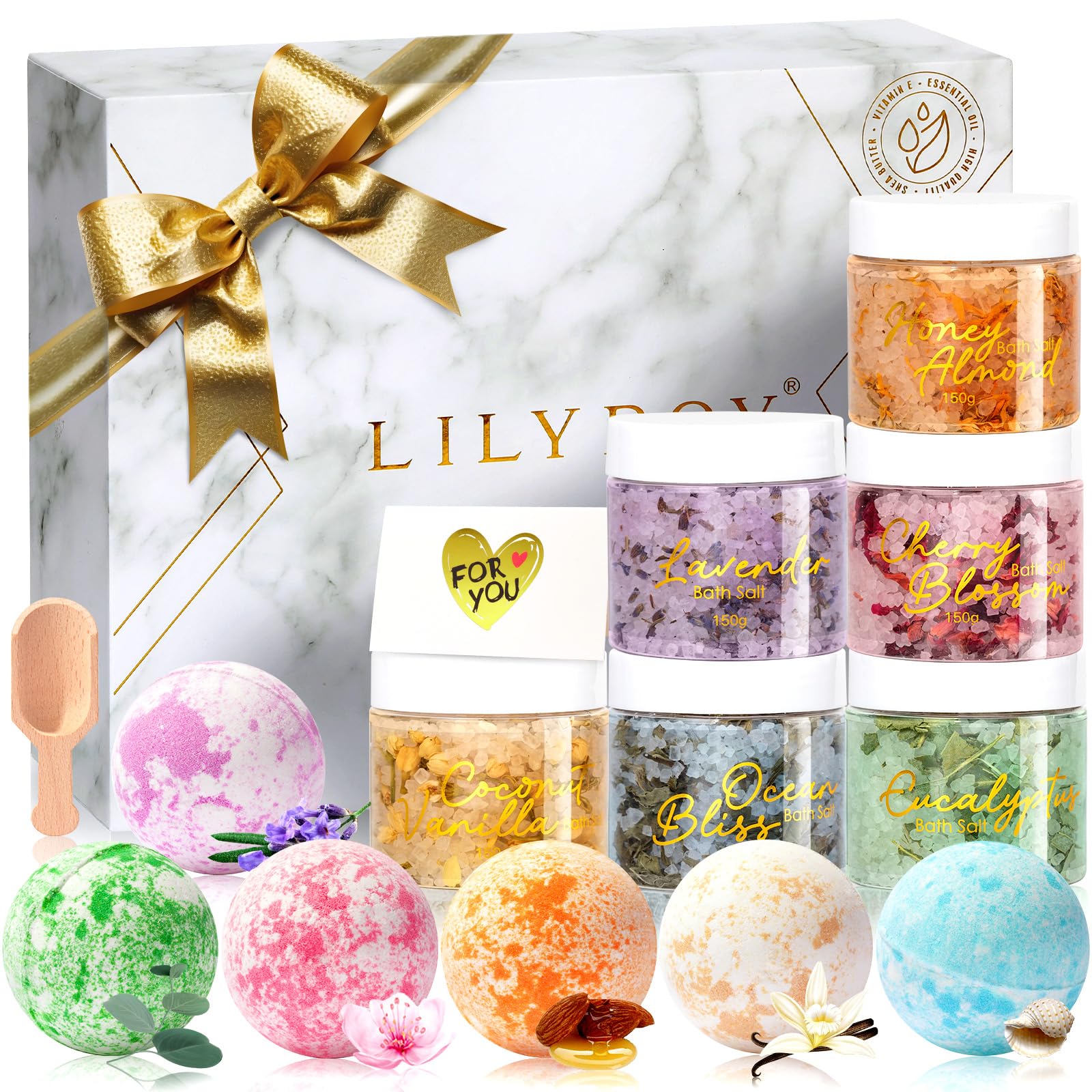 Sponsored Ad - Christmas Gifts for Women - 15 Pcs Luxury Spa Gift Set Bath and Body Gift Set for Mom & Dad | Perfect Mothers Day Gifts, Birthday Gifts with 6 x 150g Bath Salt & 6 x 100g Bath Bomb