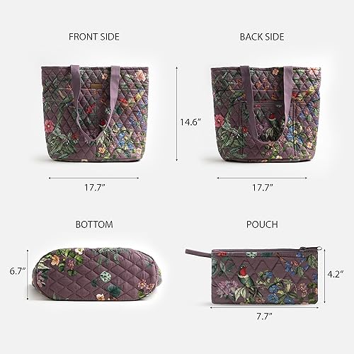 Miniatura 3 de Maison d' Hermine Shopping Bag Cotton Quilted Tote Bag with Zipper Pockets & Small Pouch Grocery Bag for Work Travel Lunch