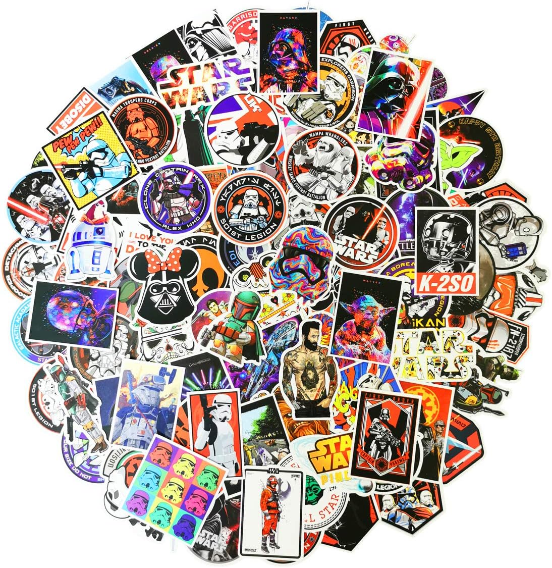 100PCS Stickers Water Bottle Stickers Laptop Computer Bedroom Wardrobe Car Skateboard Motorcycle