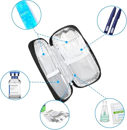 Miniatura 5 de YOUSHARES Estuche de viaje enfriador de insulina, organizador de medicamentos diabéticos con 2 paquetes de hielo para bolígrafos de insulina y otros