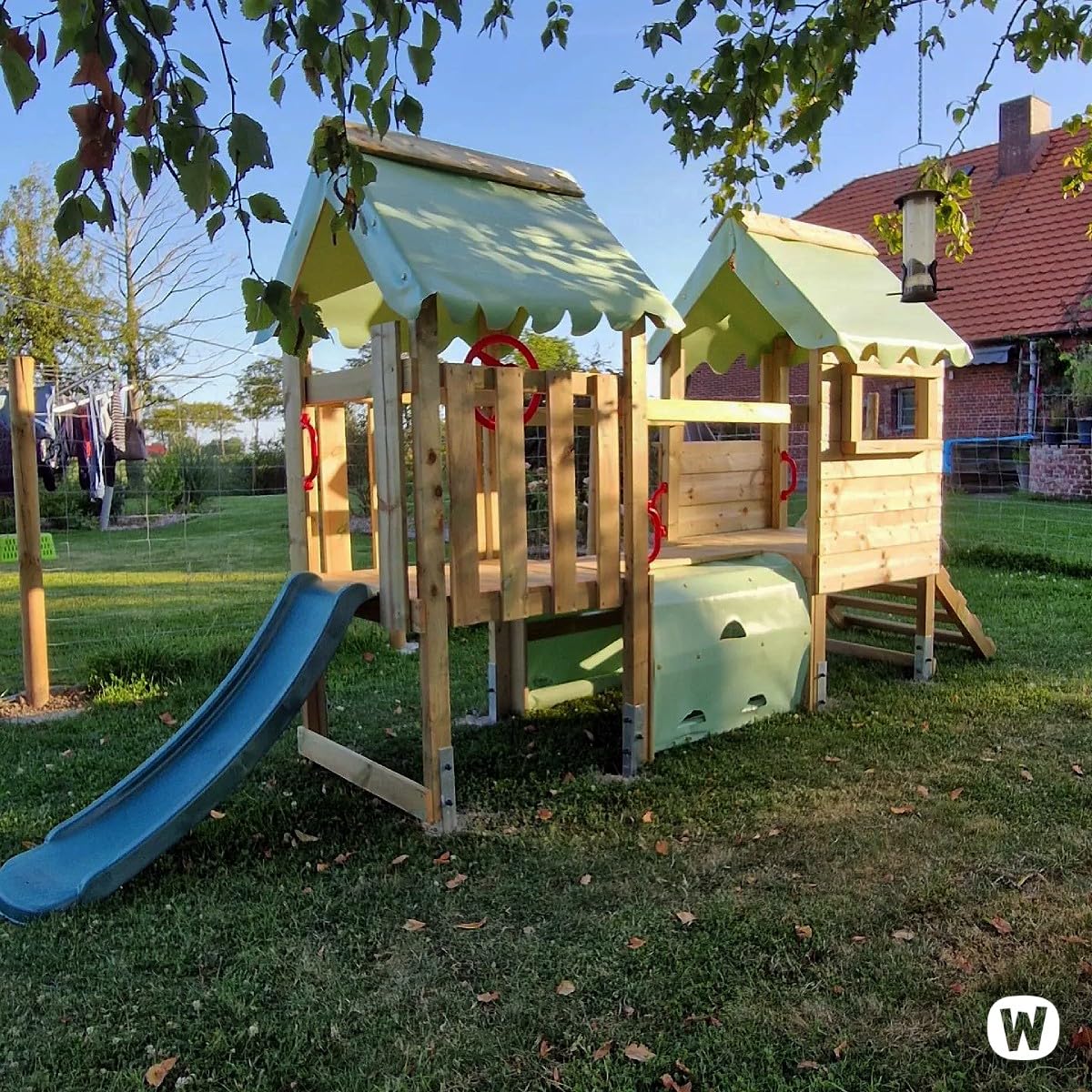 Wickey My First Playground 2 Spielturm, Pastellpink | Klettergerüst, Imprägniertes Massivholz, Mit Rutsche, Mit Plane, Für Kleinkinder
