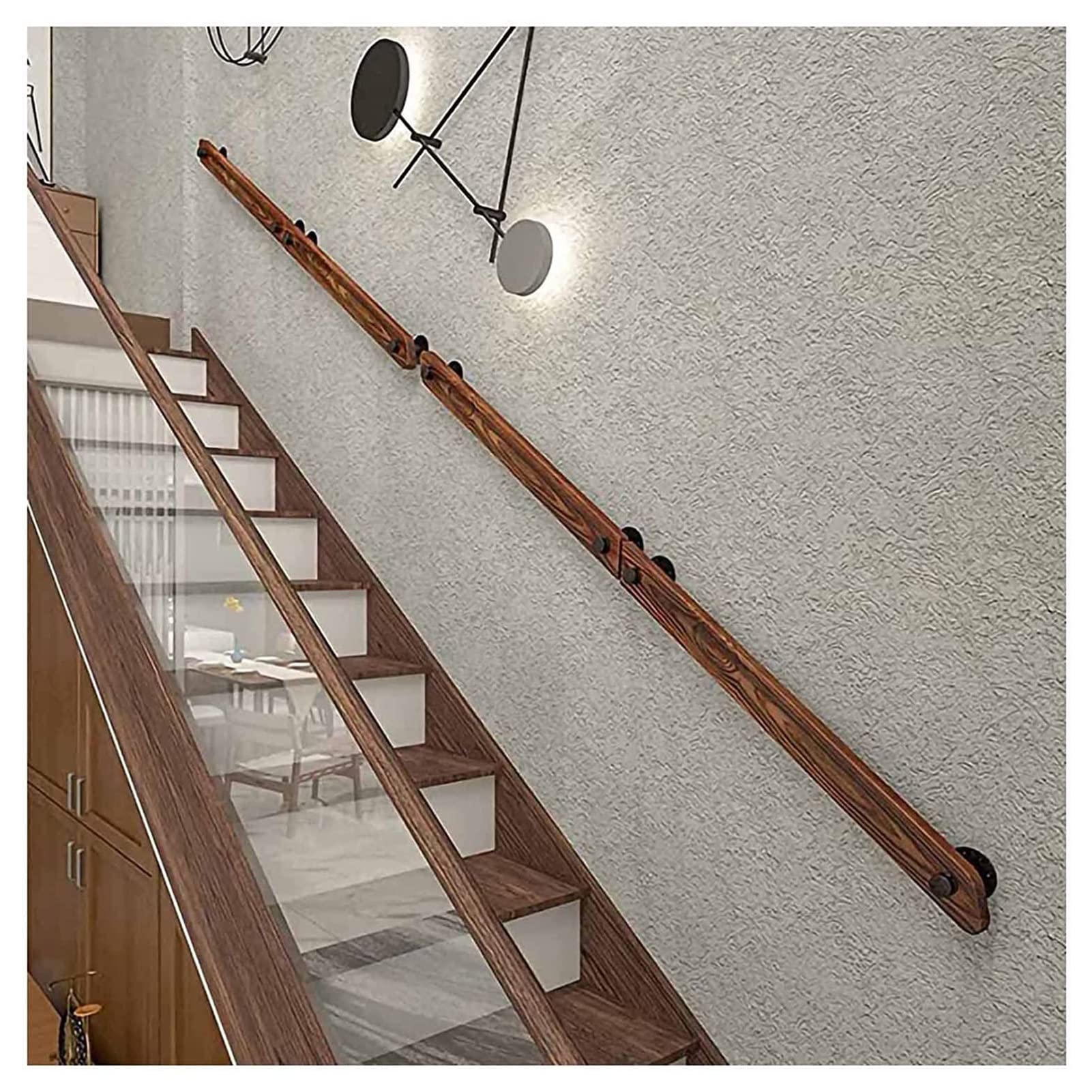 Main courante en bois antidérapante de 30 cm à 600 cm avec kit complet de support