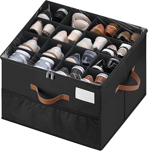 Miniatura 10 de Organizador de zapatos para armario, 1 paquete contenedor de almacenamiento de zapatos con divisores ajustables, organizador de almacenamiento de