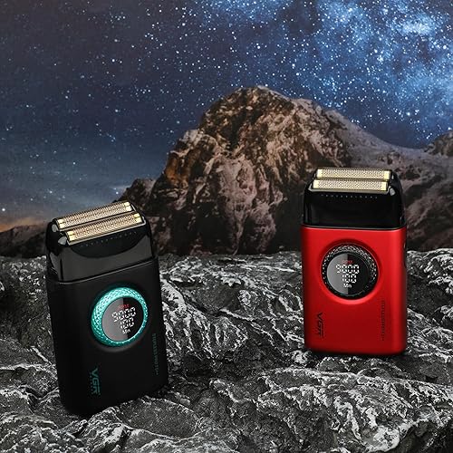 Miniatura 7 de VGR 377 - Afeitadora de aluminio para hombre, maquinilla de afeitar eléctrica para afeitarse la cara con doble lámina, motor de 21 velocidades a
