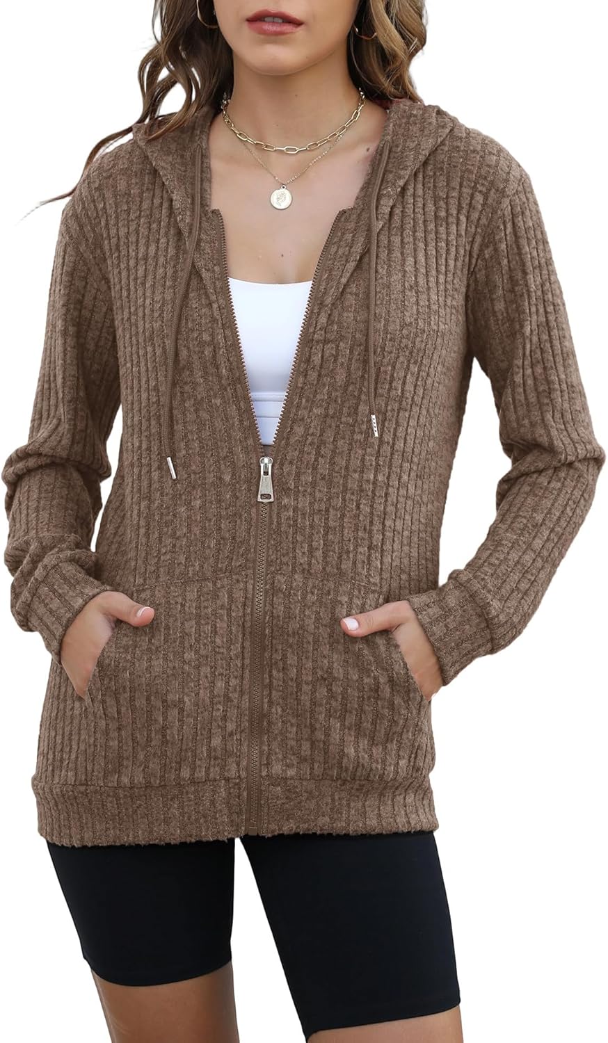 JomeDesign Sweaters for Women Long Sleeve Sweatshirt Fashion Hoodies Zip Up Loose Casual Fall Tops S-XXL - Image 4