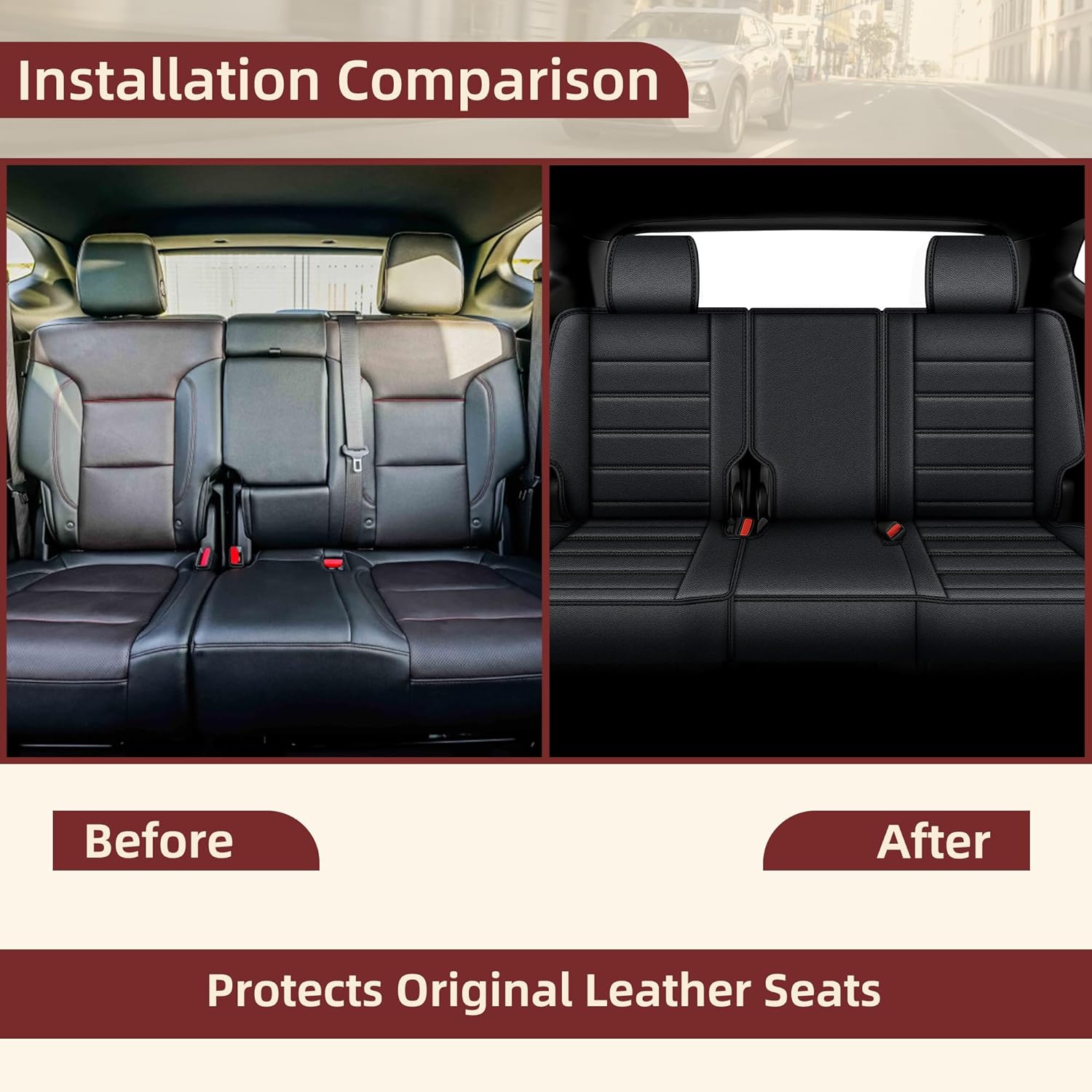 Custom Leather Seat Covers for Chevrolet Chevy Blazer 2LT,RS,3LT,Premier,1LT 2019 2020 2021 2022 2023 2024 2025 - Full Set Seat Cover (Not for EV) - Black